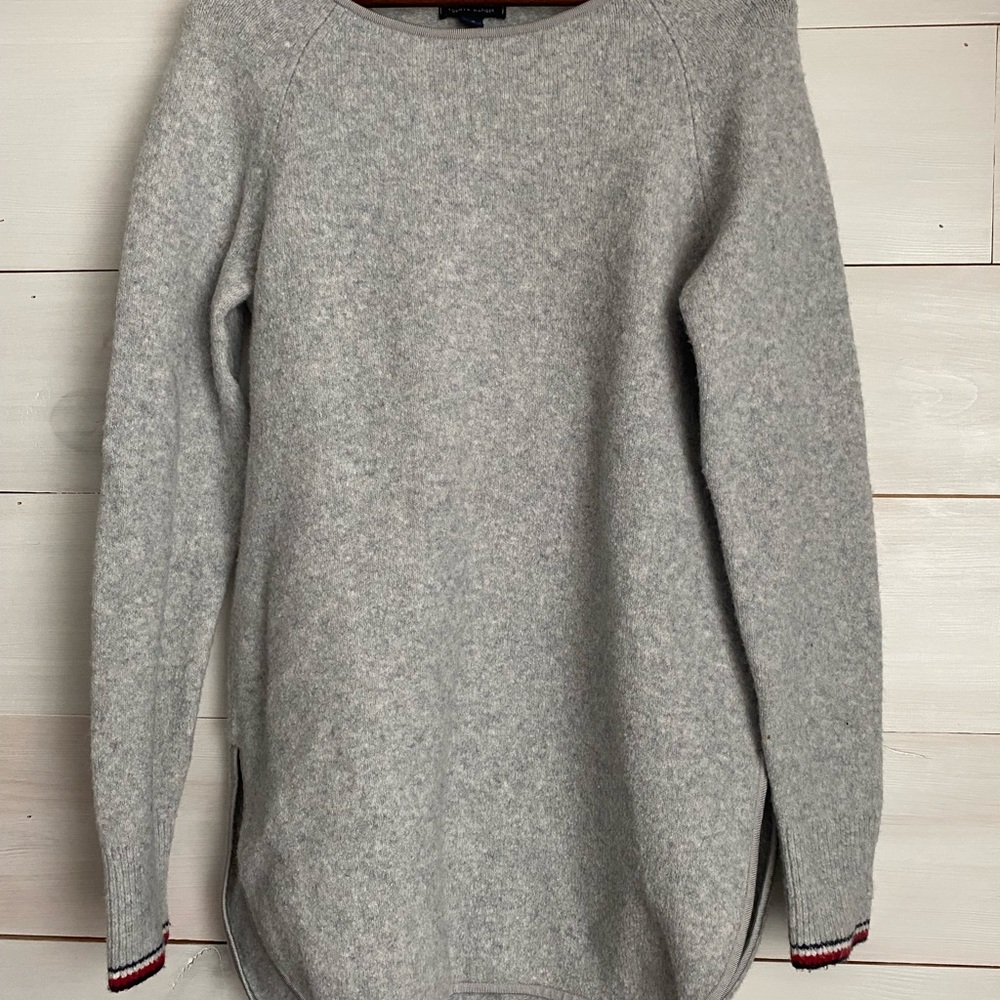 Tommy Hilfiger Gray Heather Raglan Tunic Sweater Woman’s S/P Oversized Sweater